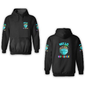 Discover Hello Virtual 1st Grade Leopard Print for Teacher Student 3D Hoodies