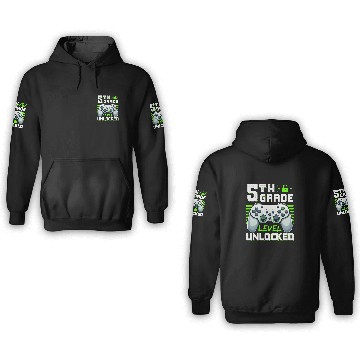 Discover 5th Grade Level Unlocked Video Game Funny Back to School Boy 3D Hoodies