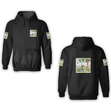 Discover Rabbit In Bow Tie Reads Spell Book In Meadow Reading 3D Hoodies