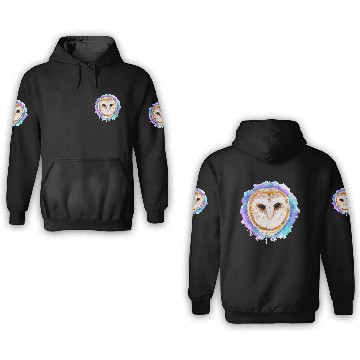 Discover Colored barn owl 3D Hoodies