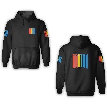 Discover Retro Boston Massachusetts Skyline 3D Hoodies