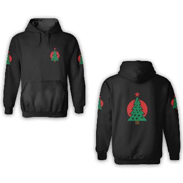 Discover christmas tree with circle 3D Hoodies