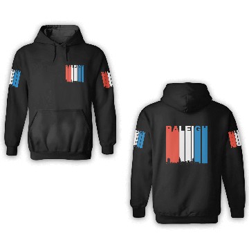 Discover Red White And Blue Raleigh North Carolina Skyline 3D Hoodies