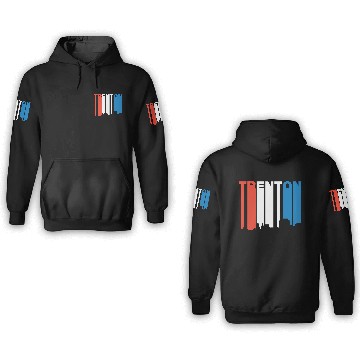Discover Red White And Blue Trenton New Jersey Skyline 3D Hoodies
