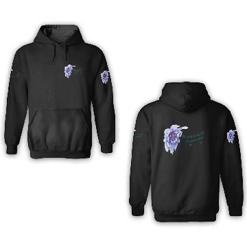 Discover Blue peony flower with text 3D Hoodies