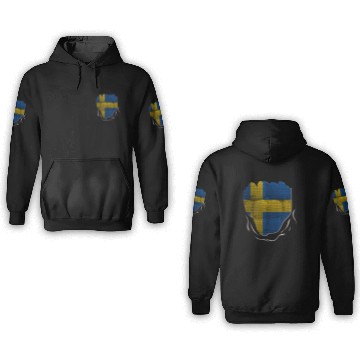 Discover Funny Sweden Flag Ripped Abs Muscles 3D Hoodies