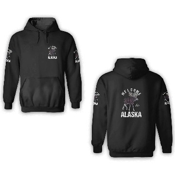 Discover Alaska Moose Welcome to Alaska 3D Hoodies