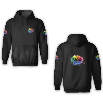 Discover PROUD Color Splash LGBT Gay Pride Rainbow 3D Hoodies