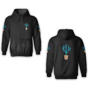Discover Cactus in a Triangle Patterned Pot 3D Hoodies
