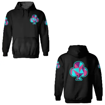 Discover Playing card clover gift game player poker neon 3D Hoodies