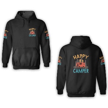 Discover Happy Camper Camping Motorhome Nature 3D Hoodies