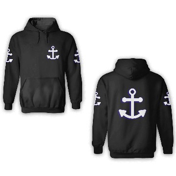 Discover Nautical boat anchor in navy blue and white 3D 3D Hoodies