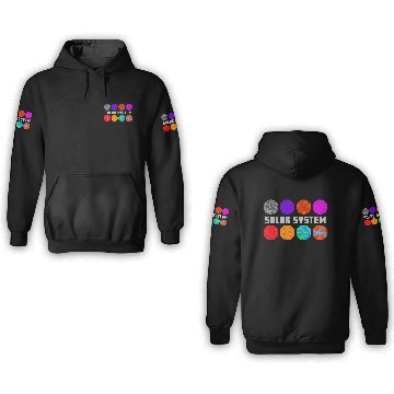 Discover Retro Pixel Solar System 3D Hoodies