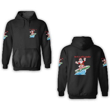 Discover Mele Kalikimaka Hawaiian Christmas Surfing Santa T 3D Hoodies