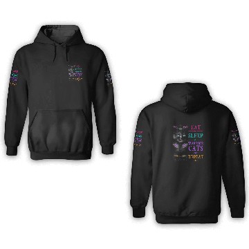 Discover Eat Sleep Cats Repeat Funny Cat Warrior 3D Hoodies
