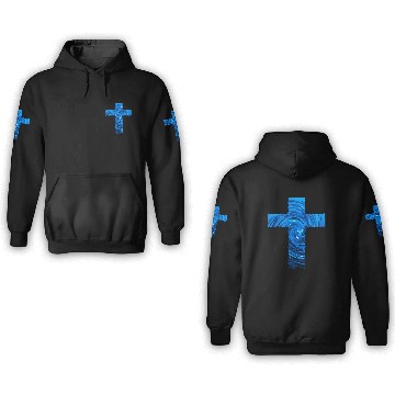 Discover Crucifix Painting - Blue 3D Hoodies