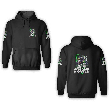 Discover grave digger Bad tot the Bone Monster jam 3D Hoodies