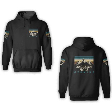 Discover Jackson Hole Wyoming Vintage Mountains Nature Souv 3D Hoodies