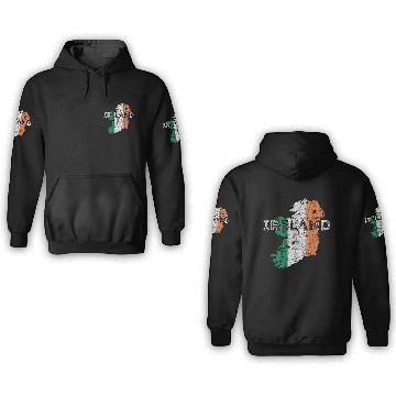 Discover Irish Map And Flag Souvenir Distressed Ireland 3D Hoodies