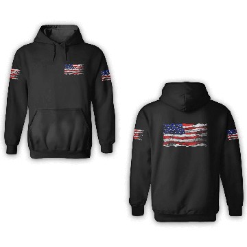 Discover American Flag Wood Style Black Stars and Stripes 3D Hoodies