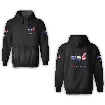 Discover Red White Blue and Cocktails 3D Hoodies
