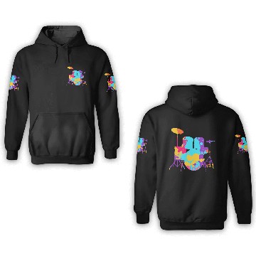 Discover drummer drums colored colorful 3D Hoodies