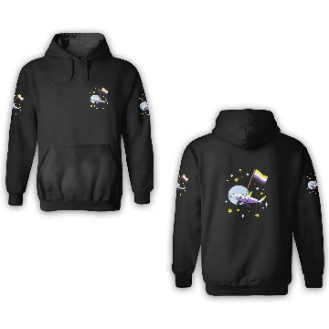 Discover Nonbinary Pride Hammerhead Shark In Space 3D Hoodies