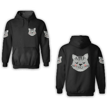 Discover Grey Cat Portrait Sleeping 3D Hoodies
