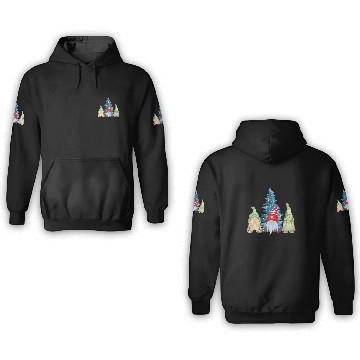 Discover Three Gnomes and a Christmas Tree 3D Hoodies