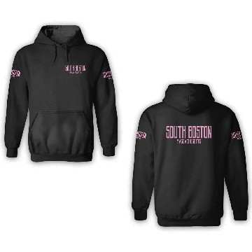 Discover South Boston Massachusetts Vintage Text Pink Print 3D Hoodies