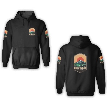Discover Mount rainier national park emblem patch logo 3D Hoodies