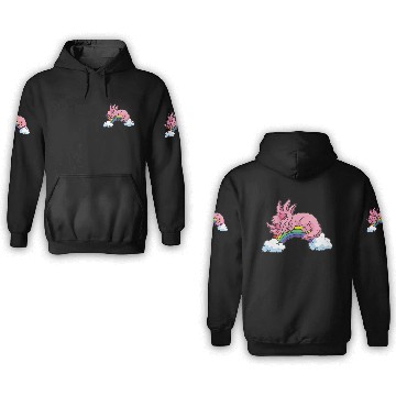 Discover Sleeping Axolotl on a Rainbow 3D Hoodies