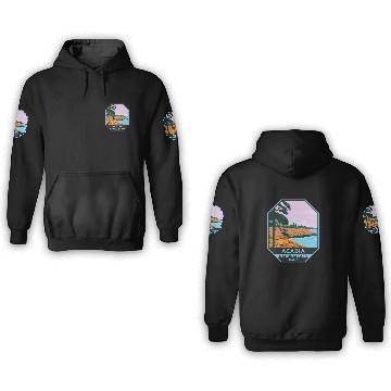 Discover Acadia National Park Maine Bar Harbor Emblem 3D Hoodies