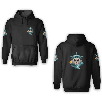Discover Statue Of Liberty Scottish Fold 4th Of July Cat US 3D Hoodies