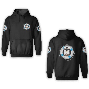 Discover cute penguin as captain in marine look 3D Hoodies