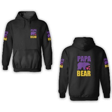 Discover Papa bear funny fathers day 3D Hoodies