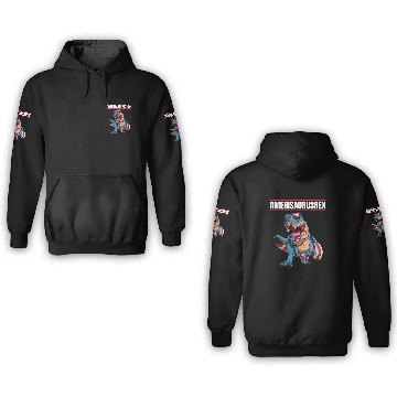 Discover Amerisaurusrex Dinosaur Wearing US Flag Cape And 3D Hoodies