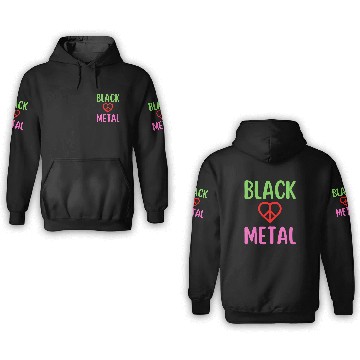 Discover Black Metal Peace Love Symbol 3D Hoodies