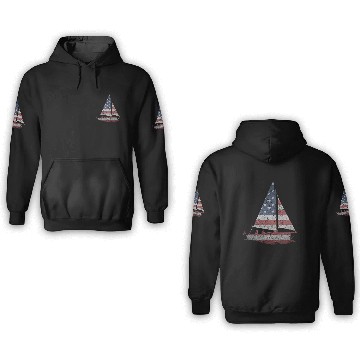 Discover Distressed Stars Stripes Sailboat Sailing Adventur 3D Hoodies