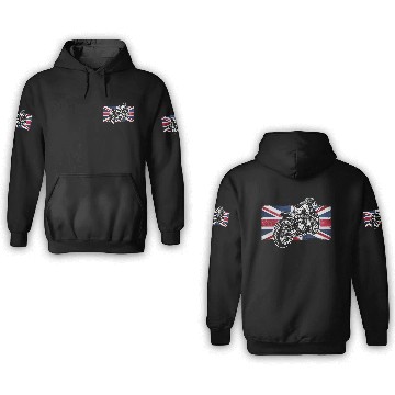Discover Cafe Racer Bike, Distressed UK Flag Vintage Ride 3D Hoodies