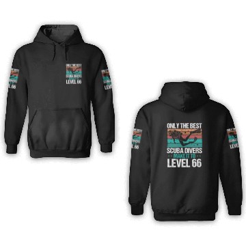 Discover 66 Scuba Diving Level 66 Year Diver Snorkeling 3D Hoodies