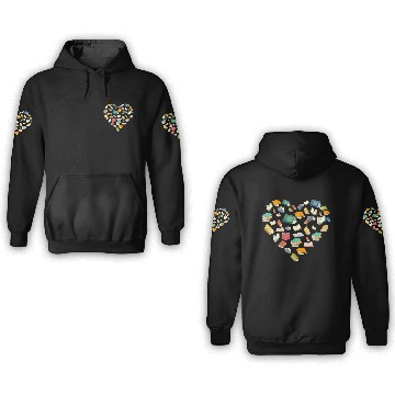 Discover Book Lover Heart Shape Bookish Gift For Librarian 3D Hoodies