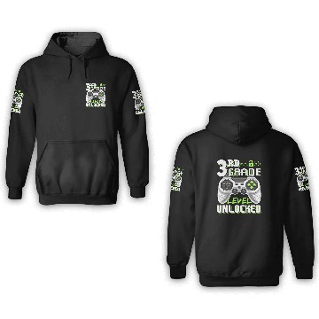 Discover 3rd Grade Level Unlocked Video Game Back to School 3D Hoodies