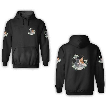 Discover Calico Cat in a Floral Gold Wreath Frame 3D Hoodies