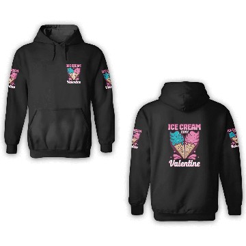 Discover Ice Cream Valentines Day Cone 3D Hoodies