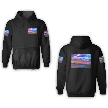 Discover Colorful Sunset Landscape Painting 3D Hoodies
