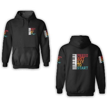 Discover Press Any Key To Start Piano Player Musician Music 3D Hoodies