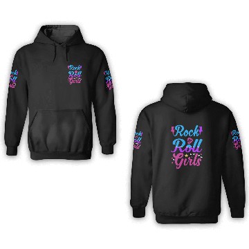 Discover Rock Music Lover Rock and Roll Girl 3D Hoodies
