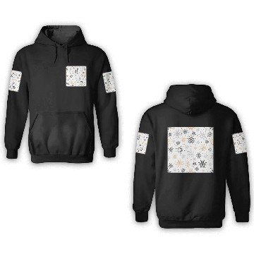 Discover Modern Snowflakes Pattern White Gold 3D Hoodies
