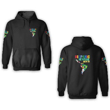 Discover Hispanic Heritage Month Latin Countries Map Flags 3D Hoodies